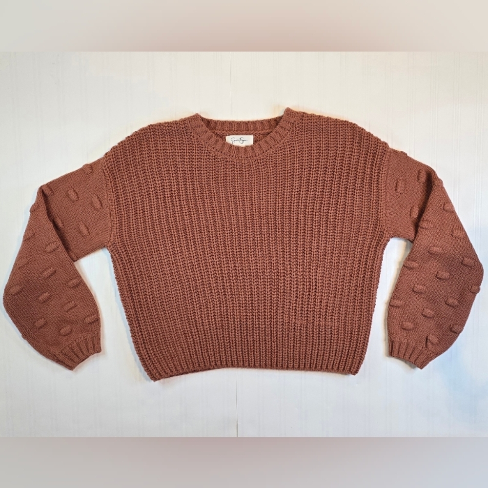 Jessica Simpson Textured Knit Sweater in Warm Brown